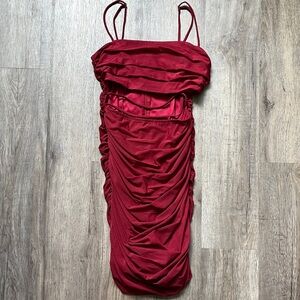 Hello Molly Open Cutout Burgundy Red Dress